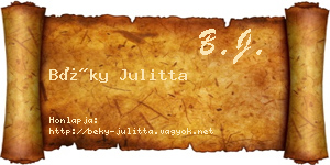 Béky Julitta névjegykártya